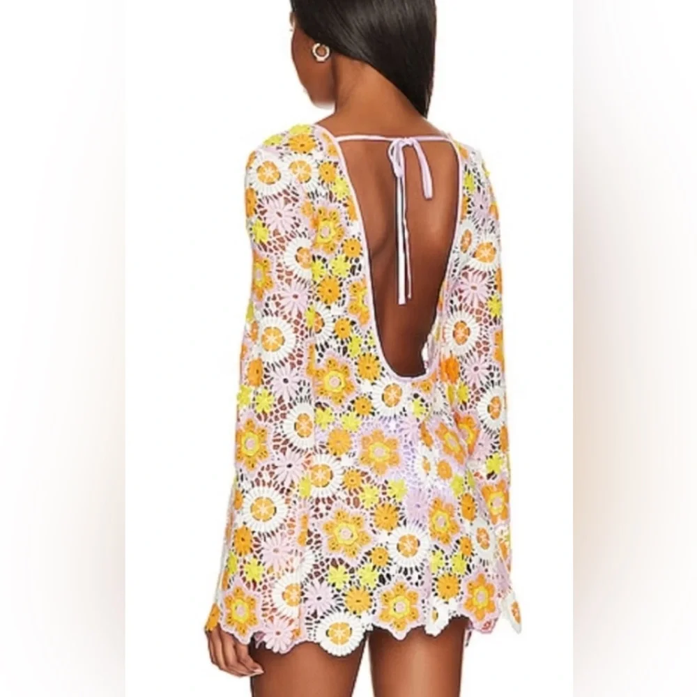 MAJORELLE Marleigh Tunic Crochet Dress in Groovy Multi Size xx Small - Picture 2 of 7